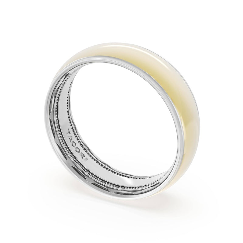 Rounded High Polish Finish Wedding Band in 14kt White Gold & 14kt Yellow Gold