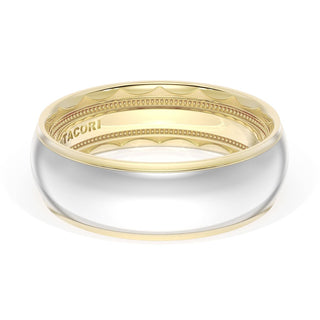 Rounded High Polish Finish Wedding Band in 14kt Yellow Gold & Platinum