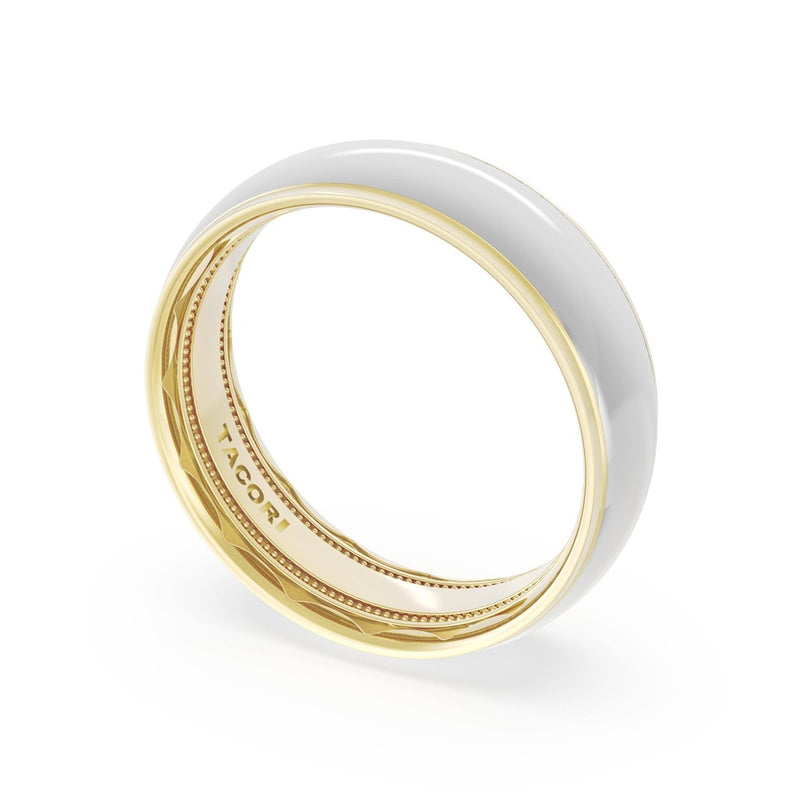 Rounded High Polish Finish Wedding Band in 14kt Yellow Gold & 14kt White Gold