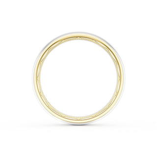 Rounded High Polish Finish Wedding Band in 14kt Yellow Gold & 14kt White Gold