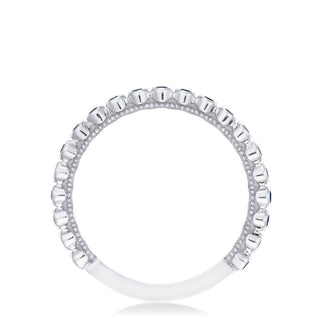 Round Bezel Droplet Wedding Band with Sapphire