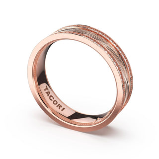 Sculpted Texture-Pavé Band for Her in 14kt Rose Gold