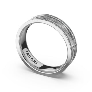 Sculpted Texture-Pavé Band for Her in 14kt White Gold