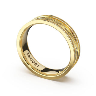 Sculpted Texture-Pavé Band for Her in 14kt Yellow Gold