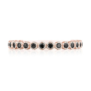 Round Bezel Droplet Wedding Band with Black Diamond in 14kt Rose Gold