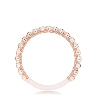 Round Bezel Droplet Wedding Band with Black Diamond in 14kt Rose Gold