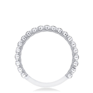 Round Bezel Droplet Wedding Band with Black Diamond in 14kt White Gold