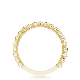 Round Bezel Droplet Wedding Band with Black Diamond in 14kt Yellow Gold