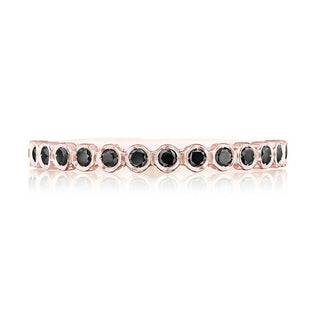 Round Bezel Droplet Wedding Band with Black Diamond in 14kt Rose Gold