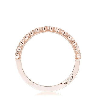 Round Bezel Droplet Wedding Band with Black Diamond in 14kt Rose Gold