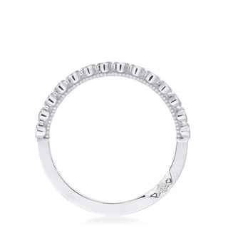 Round Bezel Droplet Wedding Band with Black Diamond in 14kt White Gold