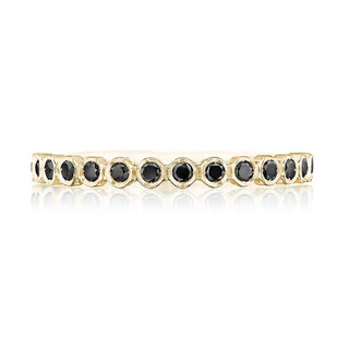 Round Bezel Droplet Wedding Band with Black Diamond in 14kt Yellow Gold