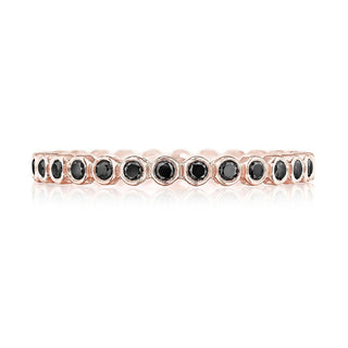 Round Bezel Droplet Wedding Band with Black Diamond in 14kt Rose Gold