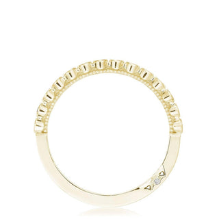 Round Bezel Droplet Wedding Band with Emerald in 14kt Yellow Gold