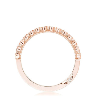 Round Bezel Droplet Wedding Band with Pink Sapphire in 14kt Rose Gold