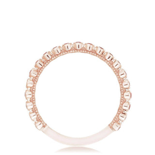 Round Bezel Droplet Wedding Band with Ruby in 14kt Rose Gold