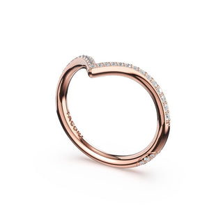 Sculpted Chevron Pavé-Traced Band in 14kt Rose Gold