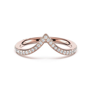 Sculpted Chevron Pavé-Traced Band in 14kt Rose Gold
