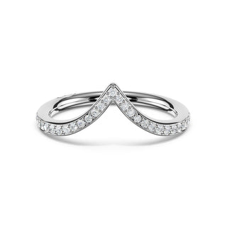 Sculpted Chevron Pavé-Traced Band in 14kt White Gold