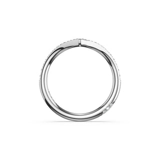 Sculpted Chevron Pavé-Traced Band in 14kt White Gold