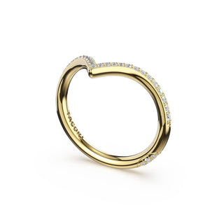 Sculpted Chevron Pavé-Traced Band in 14kt Yellow Gold