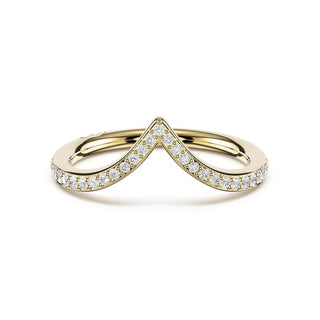 Sculpted Chevron Pavé-Traced Band in 14kt Yellow Gold