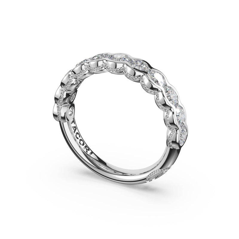 Round Semi-Bezel Eternity Band in 14kt White Gold