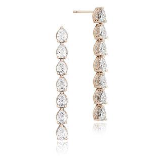 Pear Diamond Drop Earrings in 14kt Rose Gold