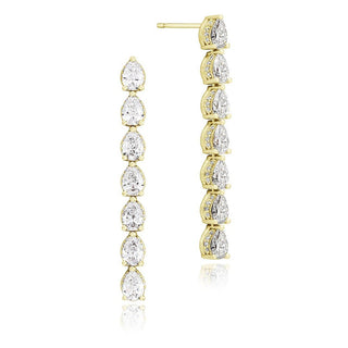Pear Diamond Drop Earrings in 14kt Yellow Gold
