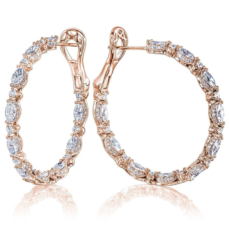 Diamond Hoop Earrings in 14kt Rose Gold