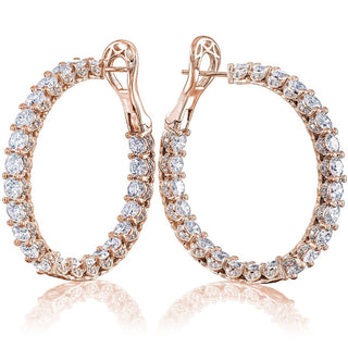 Diamond Hoop Earrings in 14kt Rose Gold