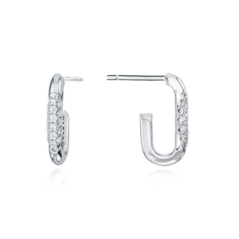 Single Link Earrings in 14kt White Gold