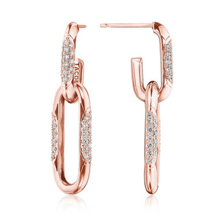Double Link Earrings, Diamonds in 14kt Rose Gold