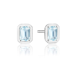 Emerald Sky Blue Topaz Stud Earring - 1.4ct in 14kt White Gold