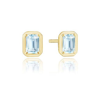 Emerald Sky Blue Topaz Stud Earring - 1.4ct in 14kt Yellow Gold