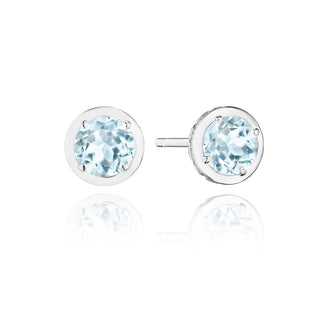 Round Sky Blue Topaz Stud Earring - 1.4ct in 14kt White Gold