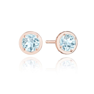 Round Sky Blue Topaz Stud Earring - 1.4ct in 14kt Rose Gold