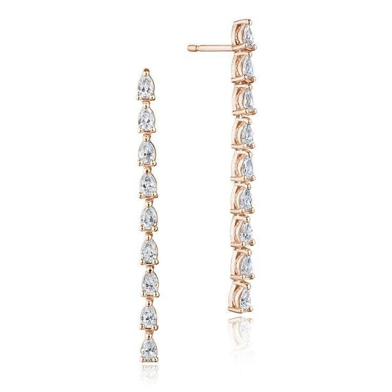 Pear Diamond Drop Earrings in 14kt Rose Gold