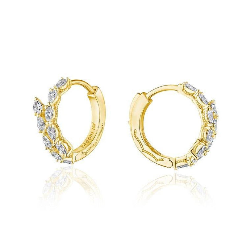 Medium Hoop Pear Diamond Earrings in 14kt Yellow Gold