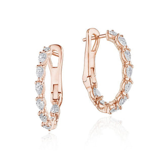 Pear Diamond Hoop Earrings in 14kt Rose Gold