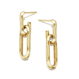 Double Link Earrings, Milgrain in 14kt Yellow Gold