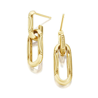 Double Link Earrings, Milgrain in 14kt Yellow Gold