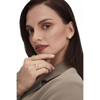 Double Petal Huggie Earrings in 14kt White Gold