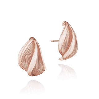 Double Petal Huggie Earrings in 14kt Rose Gold