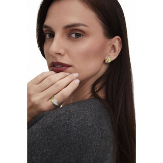 Double Petal Diamond Huggie Earrings in 14kt Rose Gold