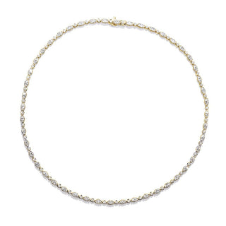 Mixed Diamond Tennis Necklace in 14kt Yellow Gold