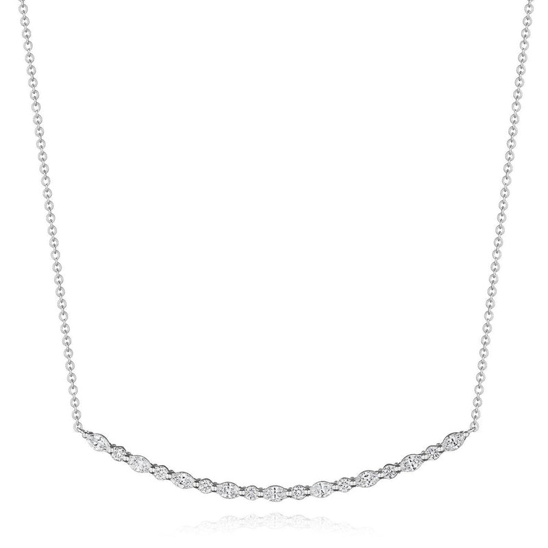 Marquise and Round Diamond Necklace in 14kt White Gold