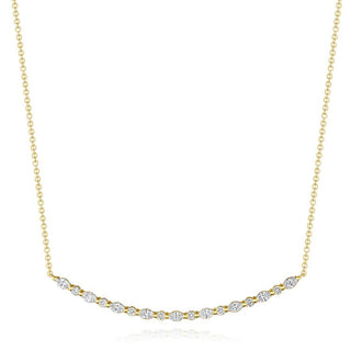 Marquise and Round Diamond Necklace in 14kt Yellow Gold