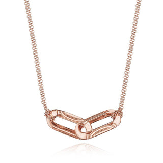Double Link Pendant, Milgrain in 14kt Rose Gold