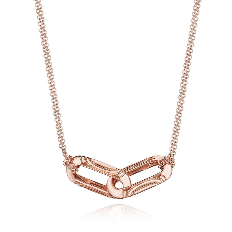 Double Link Pendant, Milgrain in 14kt Rose Gold